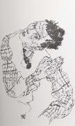 Egon Schiele Self Portrait with Checkered shirt oil painting picture wholesale